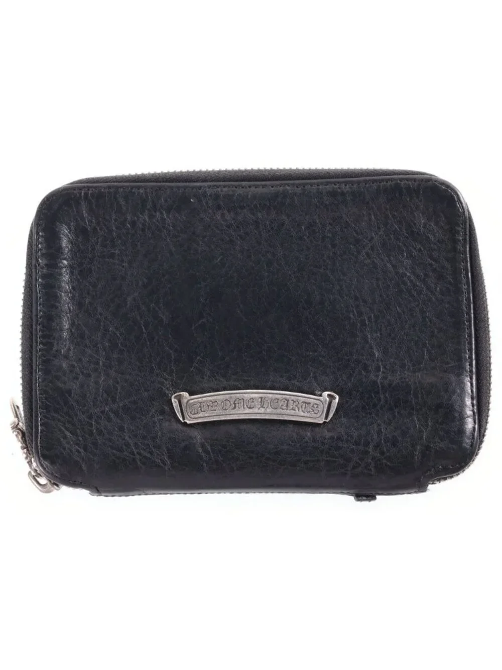Chrome Hearts Bank Robber Leather Wallet Black with Cross Patch